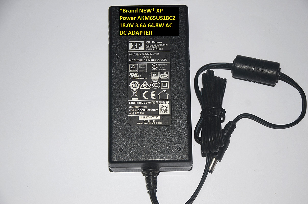 *Brand NEW* 18.0V 3.6A XP Power AKM65US18C2 64.8W AC DC ADAPTER